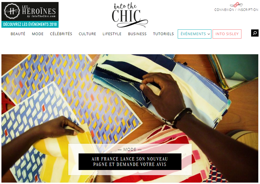 Page web de webzine "Into The Chic"